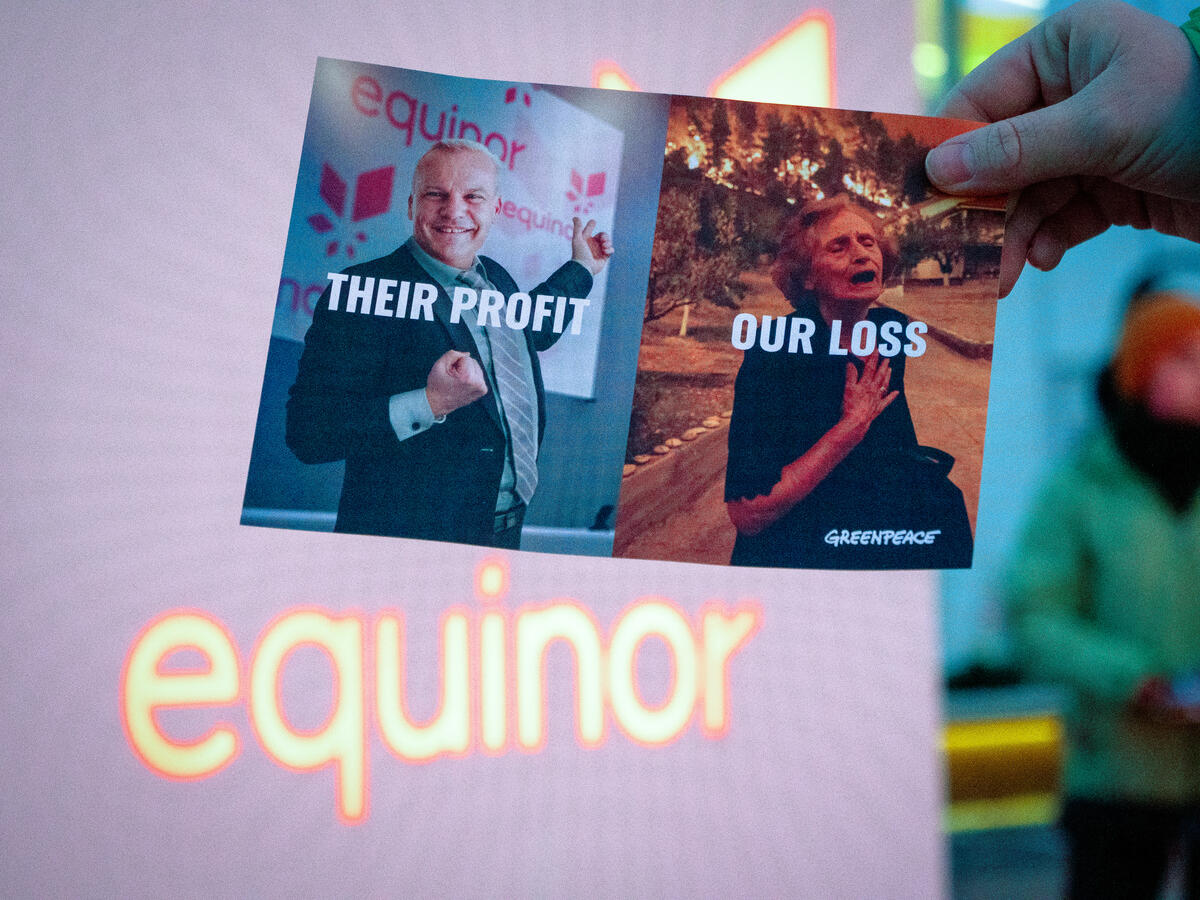 Activists Protest Equinor's Oil Expansion in Oslo. © Rasmus Törnqvist / Greenpeace