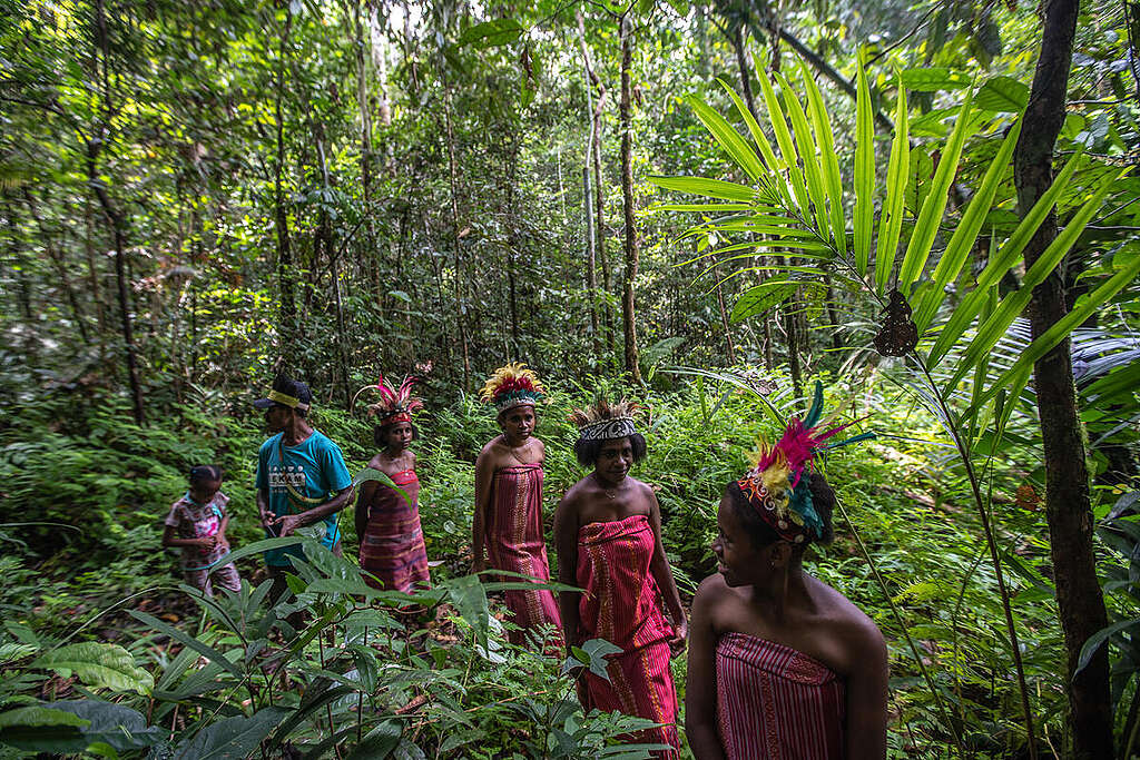 Indigenous People of Tehit Tribe in Sira. © Jurnasyanto Sukarno / Greenpeace