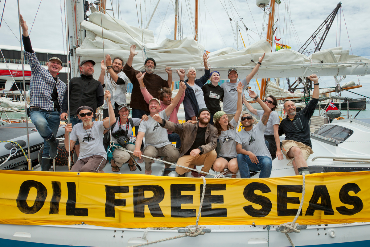 The 'Oil Free Seas' Flotilla Return to Auckland. © Fraser Newman