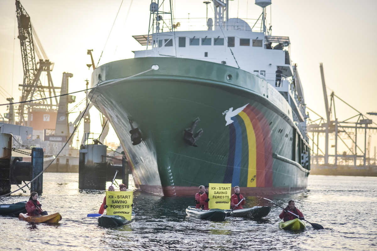 IOI Palm Oil Company Blockade in Rotterdam Harbour. © Joris van Gennip