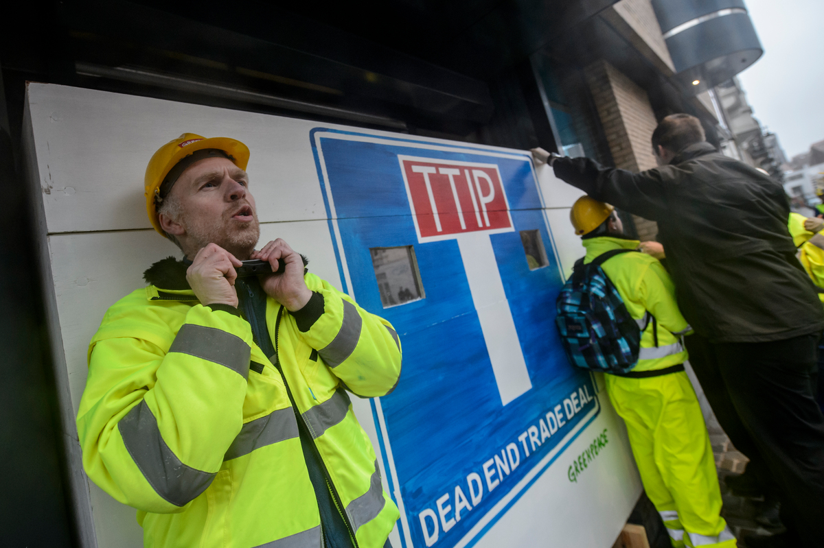 Activists Block Secret TTIP Talks in Brussels. © Philip Wilson