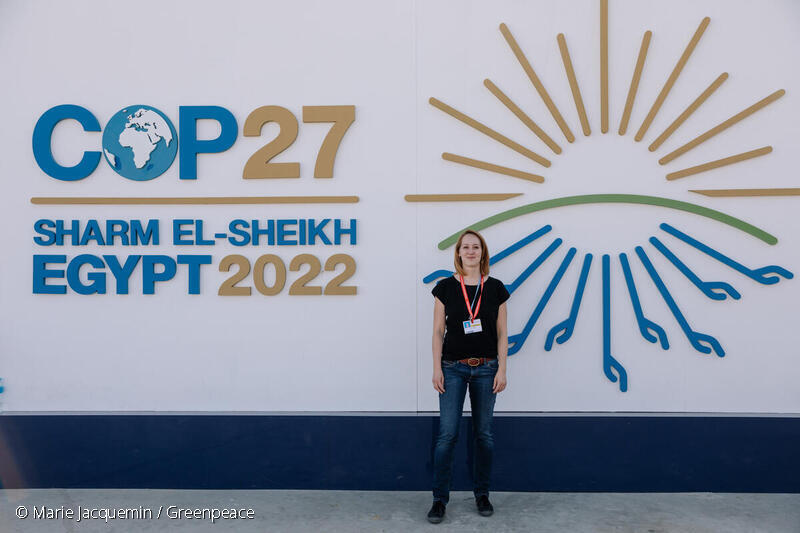 第27回気候変動枠組条約締約国会議（COP27）に正式オブザーバーとして参加するグリーンピースのメンバー