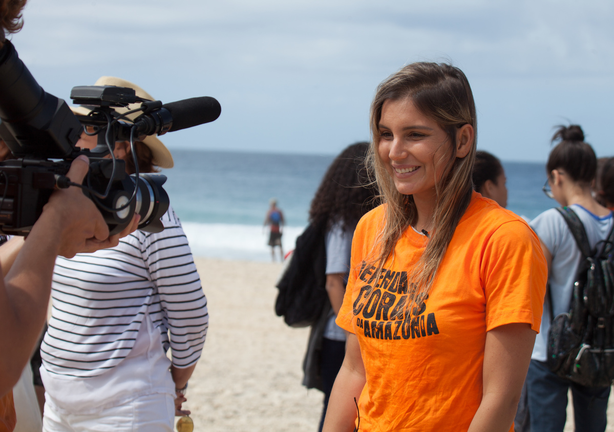 Brazilian Surfer Maya Gabeira Joins the Defend the Amazon Reef Campaign in Brazil. © Barbara Veiga