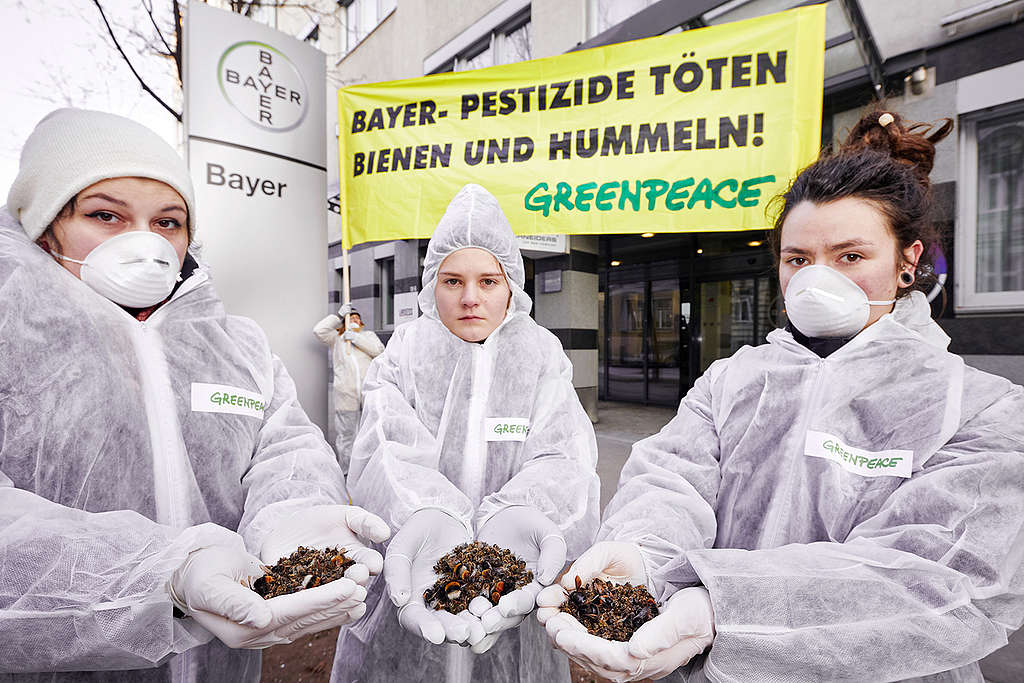 Bees Action at Bayer HQ in Vienna. © Mitja Kobal
