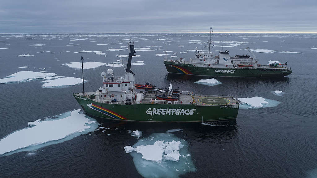 Arctic Sunrise & Esperanza in der Arktis.