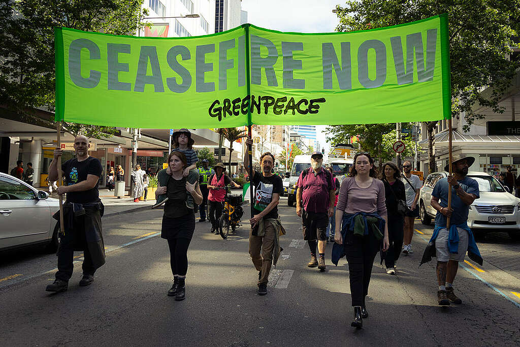 Manifestation à Auckland, en Nouvelle-Zélande, pour un cessez-le-feu immédiat. Novembre 2023.
© Bryce Groves / Greenpeace