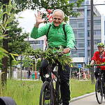 Greenpeace Luxembourg activists cycle around the financial centre and visit the government ministry offices in celebration of the International Biodiversity Day,  to call on government to prioritise the people over profit with a strong nature laws and enforce the regulation of banks and financial institutions that profits from pushing this planet to a point of no return.