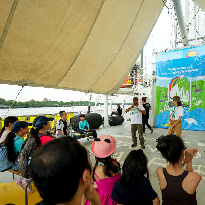 Rainbow Warrior Climate Justice Ship Tour - Open Boat in Malaysia. © TAN CHIA WAY / Greenpeace