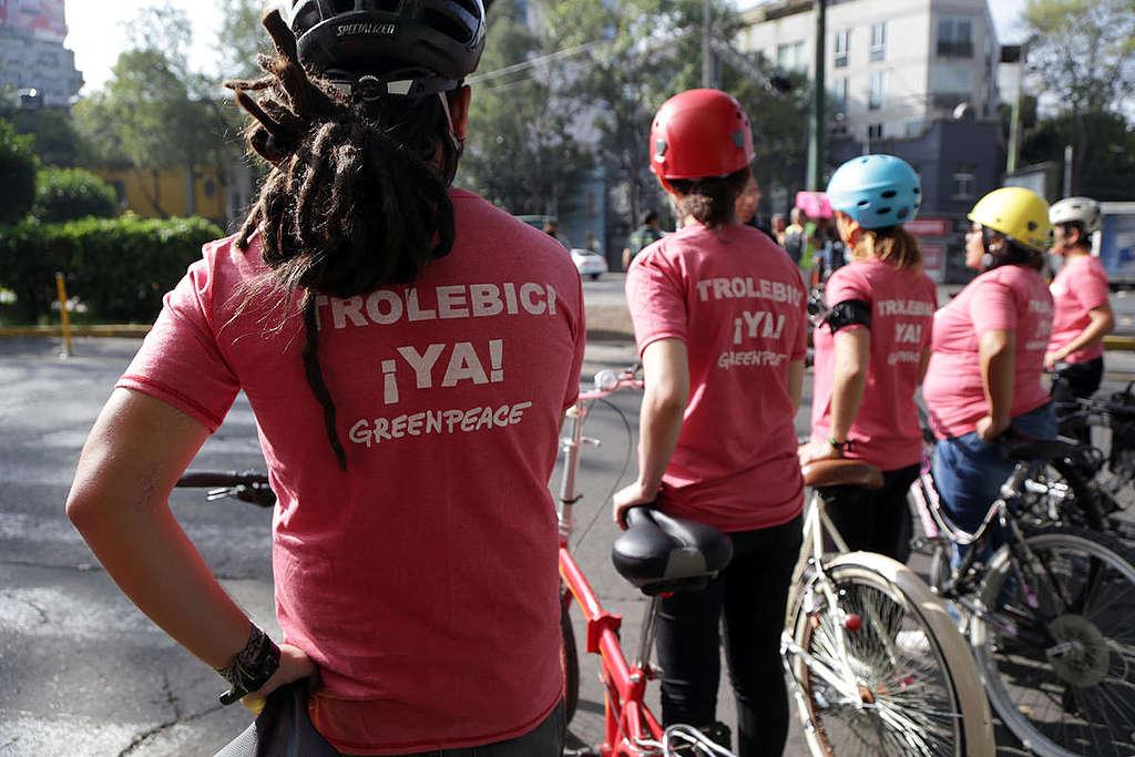 Protest for Sustainable Urban Transport  Project in Mexico City. © Ilse Huesca Vargas