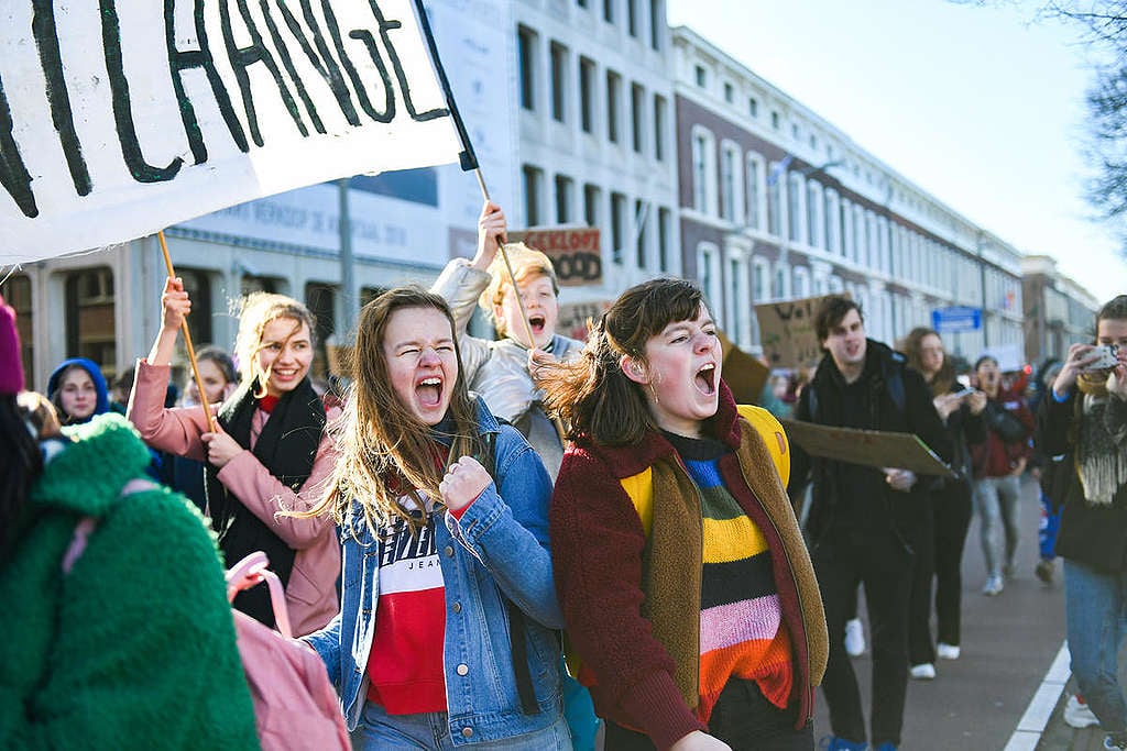 Duizenden jongeren komen in Nederland in actie voor het klimaat. © Maaike Schauer / Greenpeace
