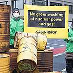 No Greenwashing of Nuclear Power Action in Berlin. © Sina Niemeyer / Greenpeace