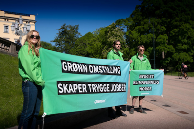 Greenpeace-demonstrasjon i Oslo for en rettferdig grønn omstilling
