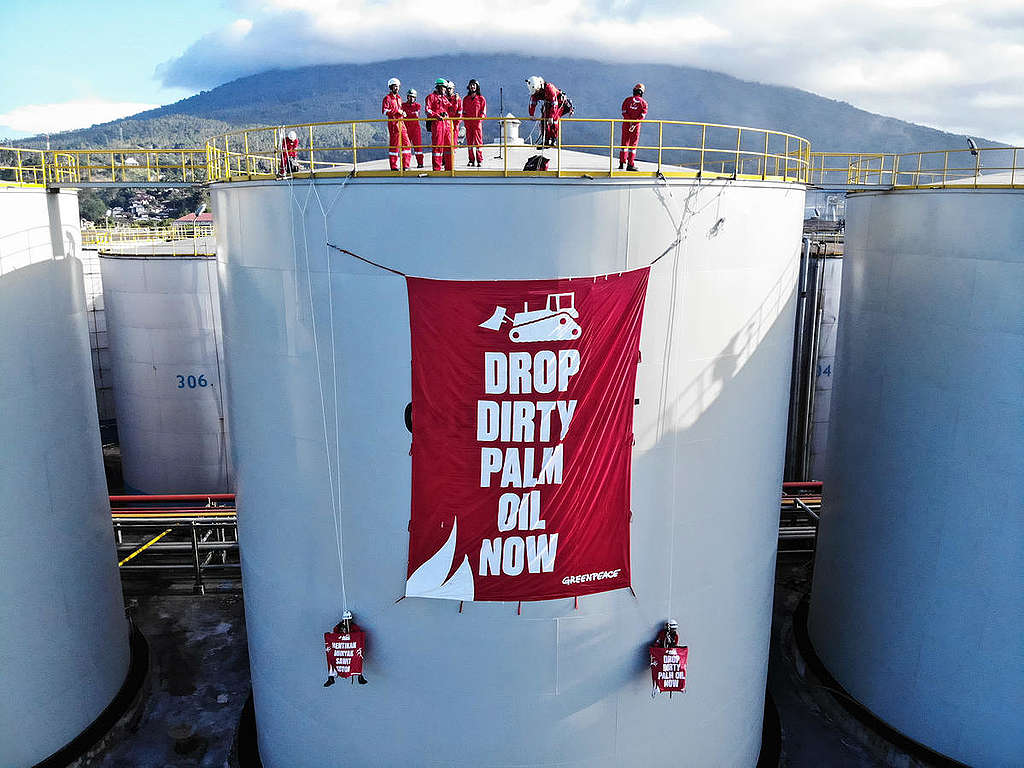 Direct Action at Wilmar Refinery in North Sulawesi. © Nugroho Adi Putera / Greenpeace