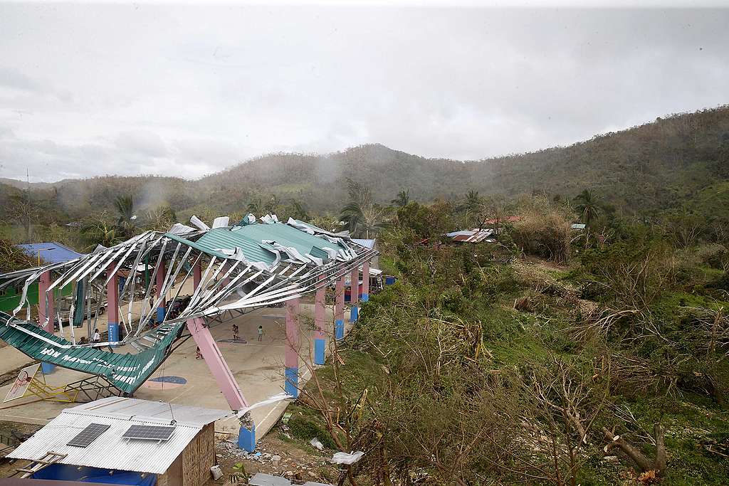 Fallen trees, damaged houses and facilities in Sitio Kambubuyugan, Brgy. Kalawakan © Bullit Marquez