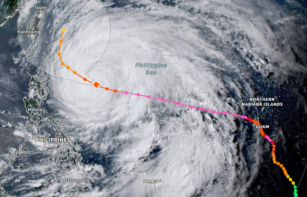 Satelitte Image of Typhoon Mawar-Betty via Zoom Earth