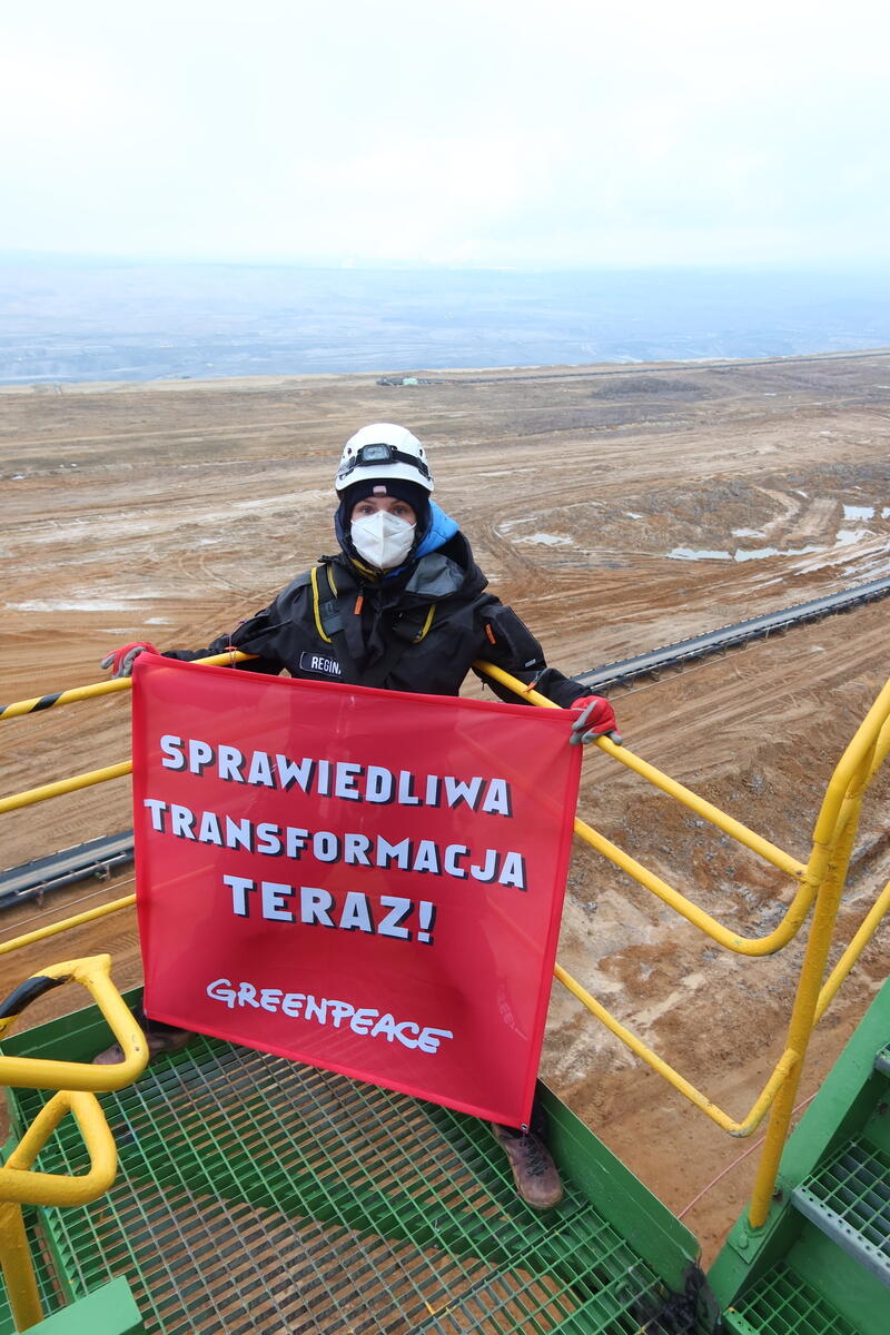 Action at the Turow Open Pit Mine in Poland. © Max Zielinski / Greenpeace