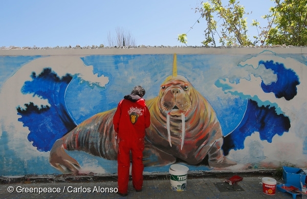 rban 'Art Festival' for the Arctic in Barcelona, with more than 35 artists painting around 600 meters of walls (1.500 square meters). The artists from 8 different countries painted their interpretation of the Arctic, and asked for its protection. 9 Apr, 2016  © Greenpeace / Carlos Alonso