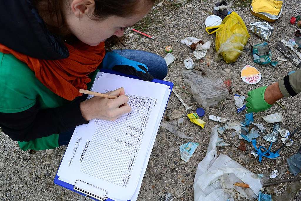 Plastic Clean Up and Brand Audit Activity in Slovenia. © Greenpeace