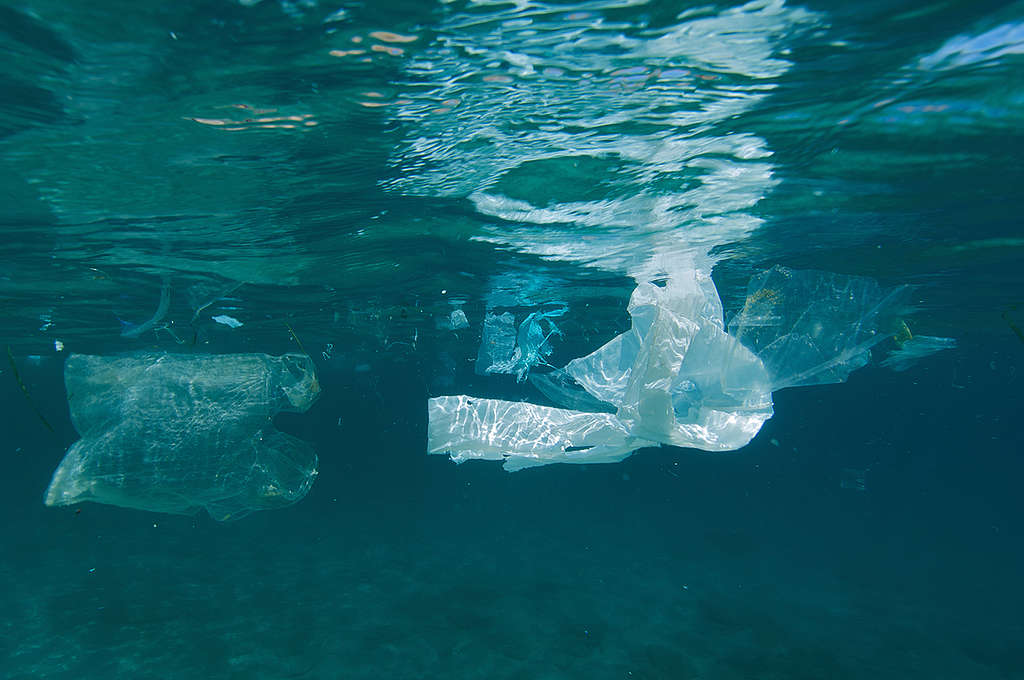 Plavajoča plastika v Sredozemskem morju. © Greenpeace / Gavin Parsons