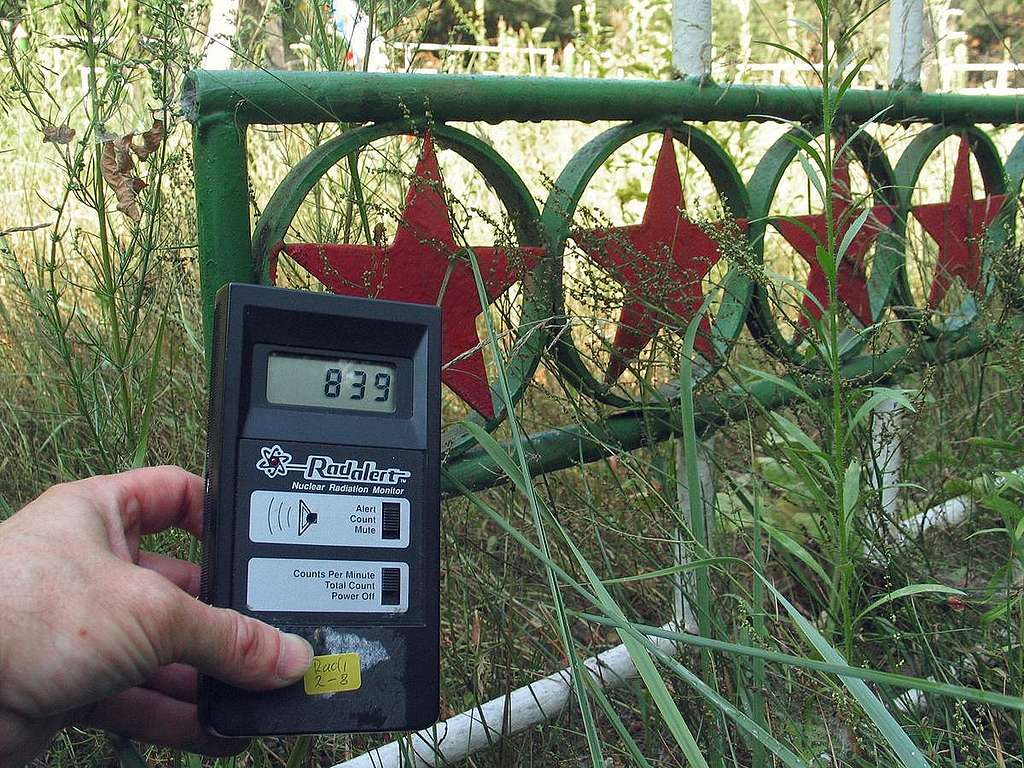 Measuring Radiation at the Red Forest in Pripyat. © Vaclav Vasku / Greenpeace