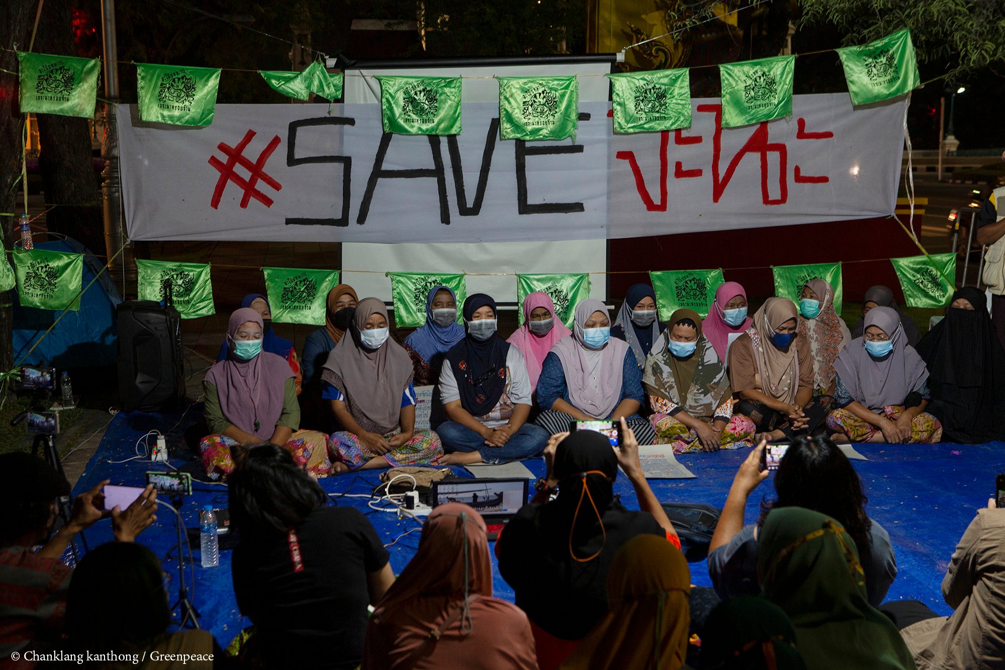 Chana community members protest in Bangkok