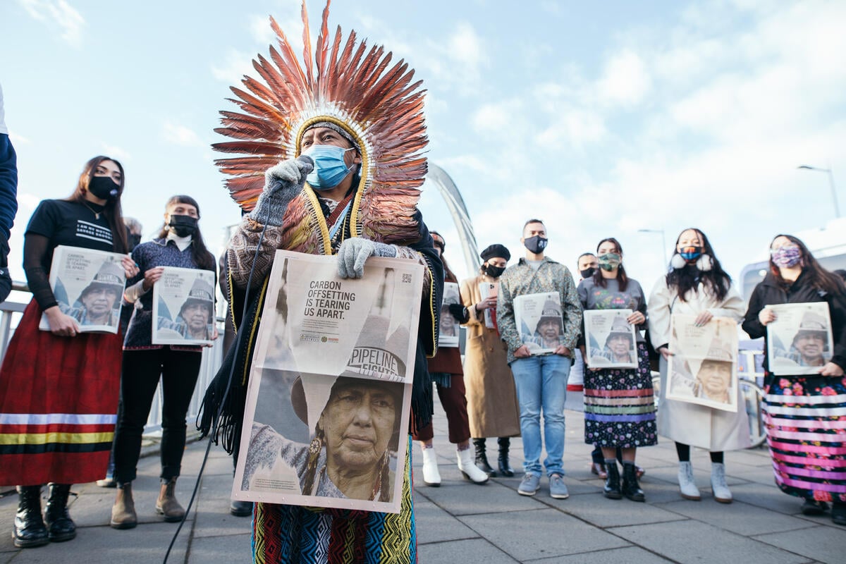 Indigenous Peoples Protest outside COP26 in Glasgow.