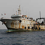 Inspection of Chinese Fishing Vessel in Sierra Leone. © Pierre Gleizes / Greenpeace
