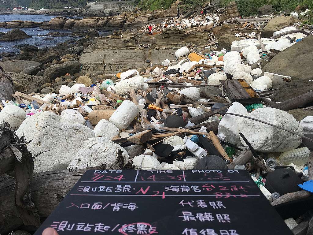 海岸垃圾快篩方法可以找出最需要清理的海岸，集中資源來處理。圖為快篩大隊於新北市瑞芳海岸進行海岸快篩。