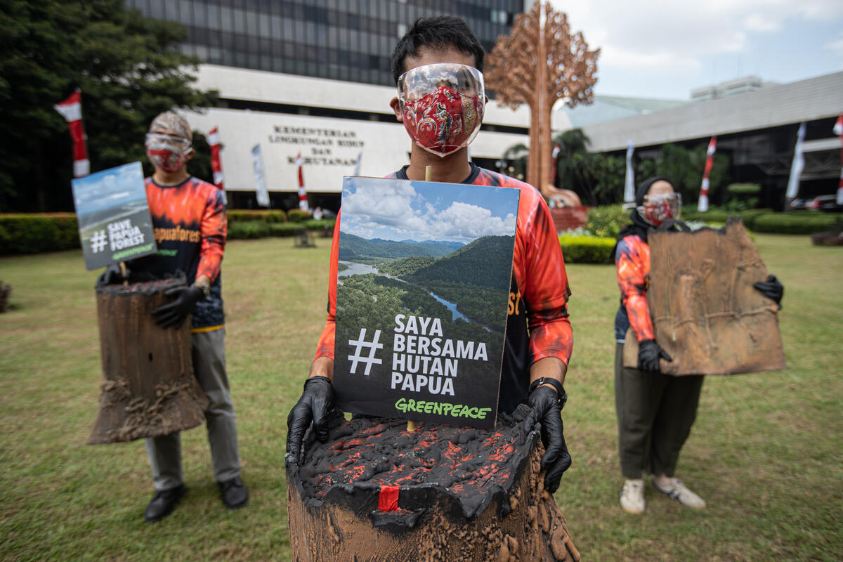 2021年4月，綠色和平前往印尼環境及林業部，以行動劇重現巴布亞森林火災情境，並向部長送上國際綠色和平發布的最新報告，要求政府撤銷巴布亞省內森林的開發許可證。