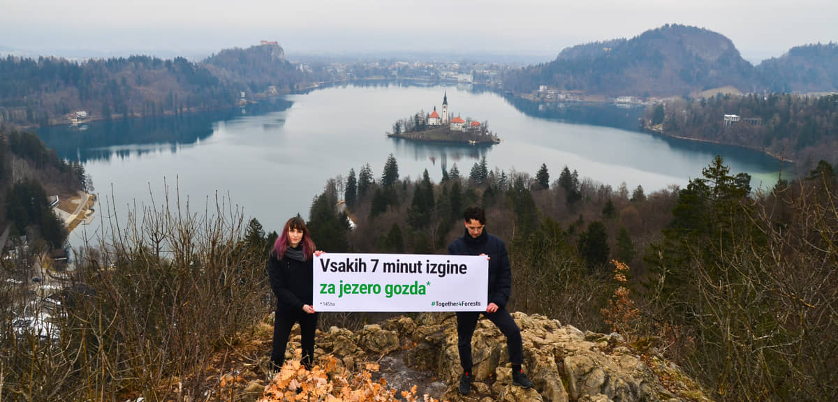 斯洛維尼亞名勝布萊德湖（Lake Bled）面積達145公頃，但只須7分鐘，全球同等面積的森林便會消失在您我眼前。