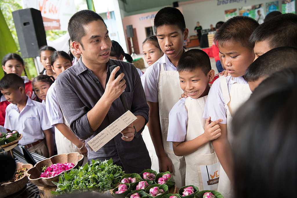 Anak Navaraj at Sustainable School Lunch Program Launch in Thailand. © Roengchai Kongmuang / Greenpeace