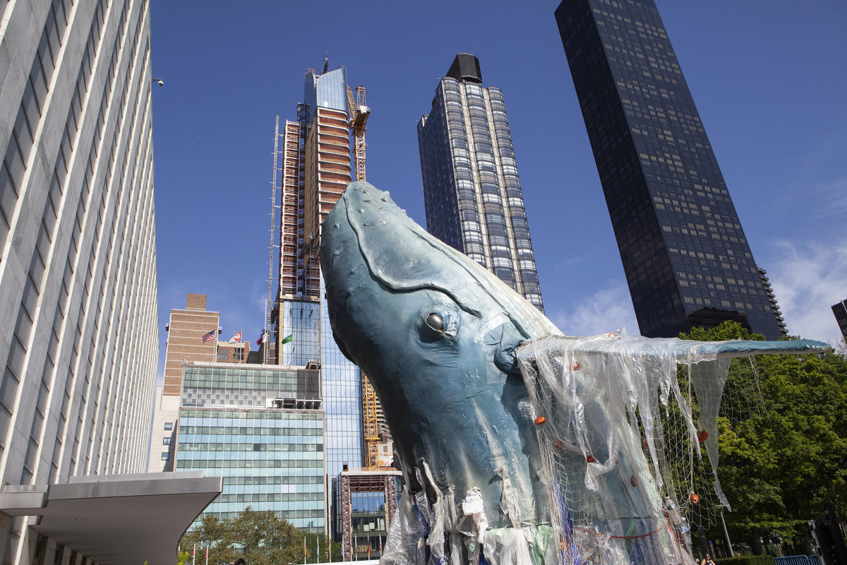 Ocean-Inspired Artwork at the United Nations in New York. © Greenpeace / Alex Yallop