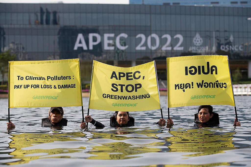 Activists Deliver Messages to the Visiting APEC Leaders in Bangkok. © Chanklang  Kanthong / Greenpeace