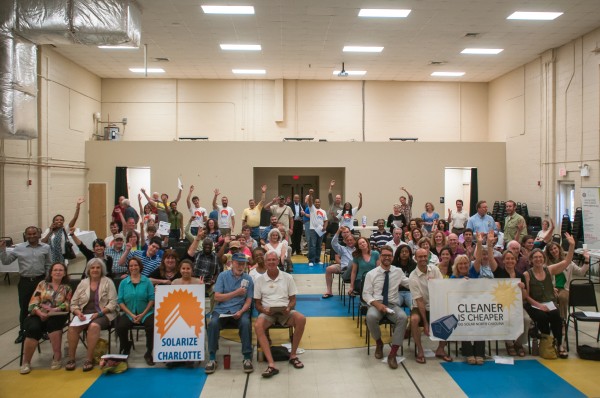 A huge turnout at a Solarize Charlotte meeting in June 2014.