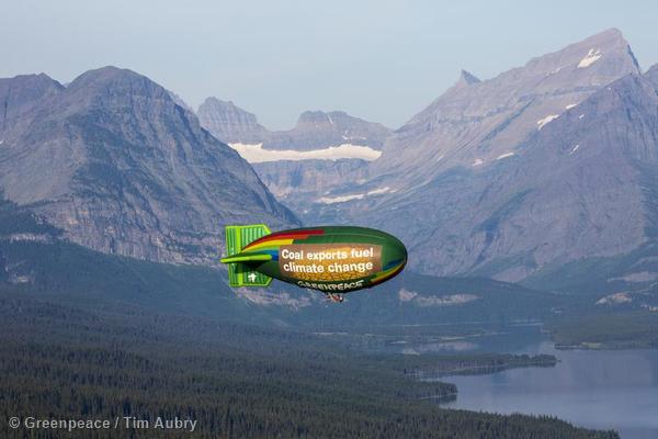 Click the image to see more photos of the Greenpeace airship near Glacier National Park