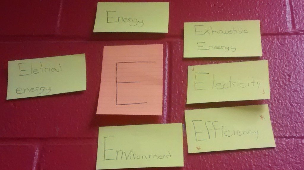 E is for Energy during an energy audit with Repower Our Schools in North Carolina.