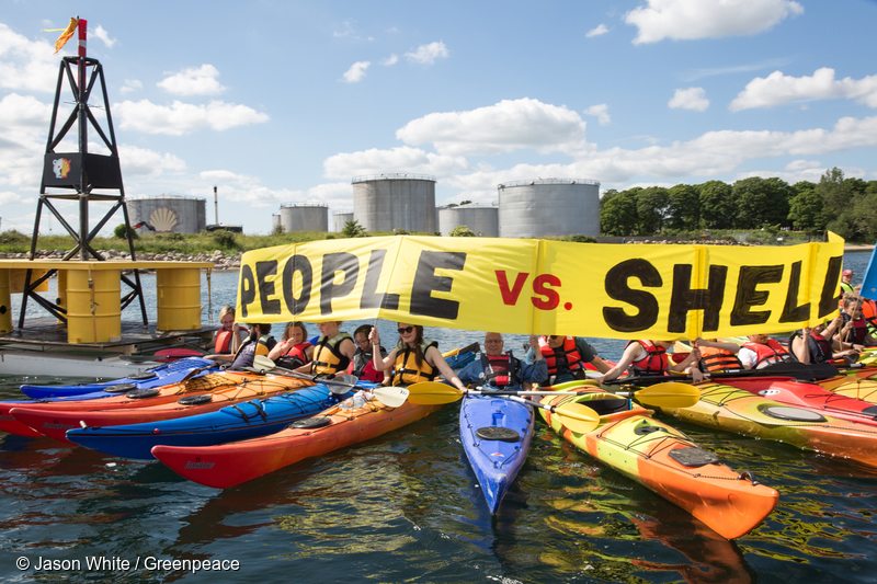 Protest against Shell at Fredericia in Denmark