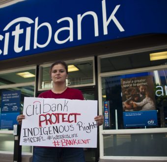 Supporters ask Citibank and it's customers not to fund the Dakota Access Pipeline. San Diego, CA.
