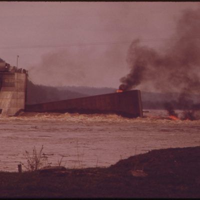 Barge on Fire on the Ohio River, May 1972
