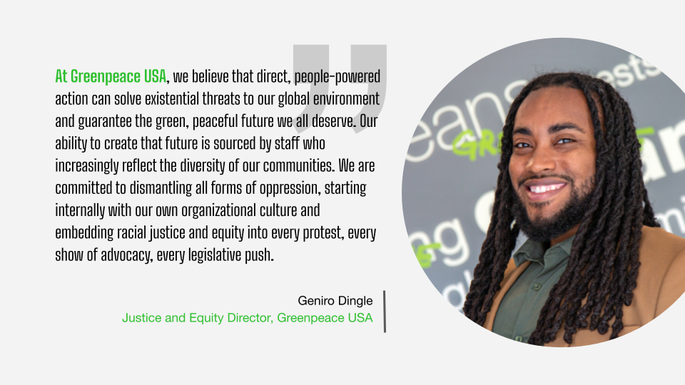 Quote from Justice and Equity Director, Geniro Dingle