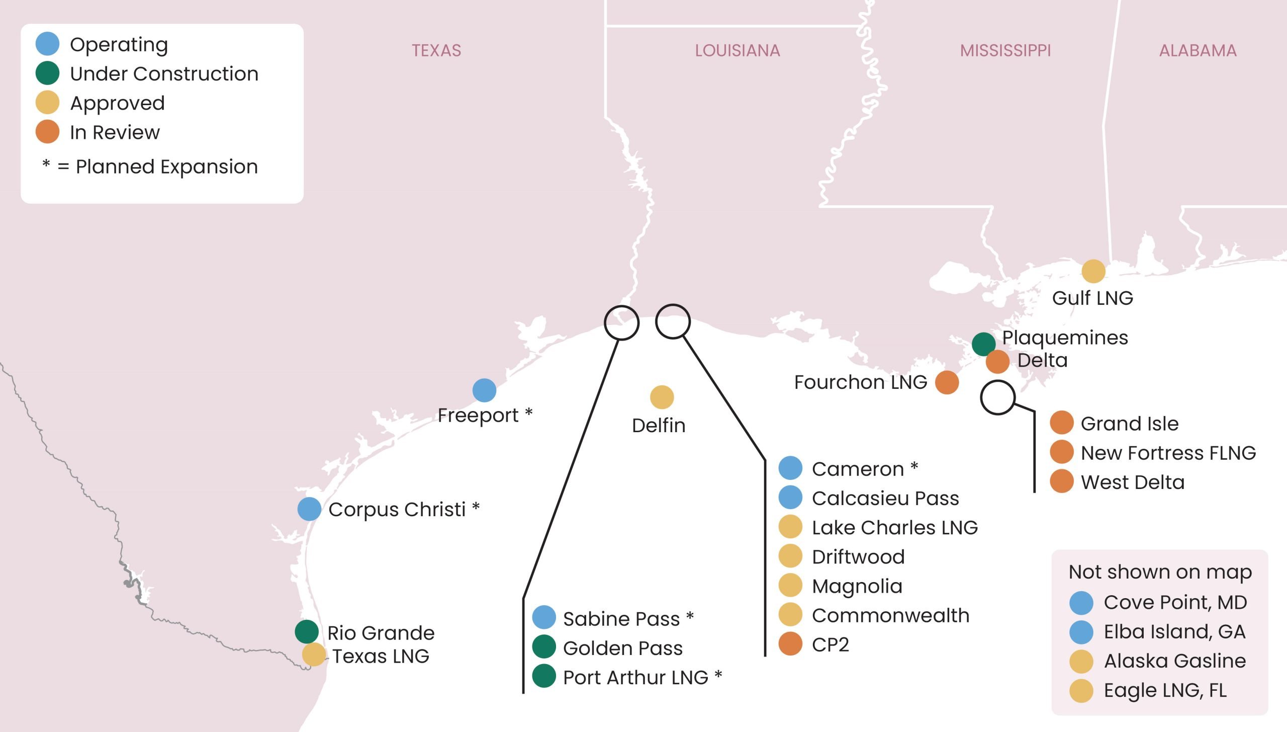 Gulf LNG Terminal Map